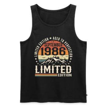 September 1986, September 1986 Geburtstagsgeschenk - Männer Premium Bio Tank Top - Schwarz - Vorne - Michal (187cm)