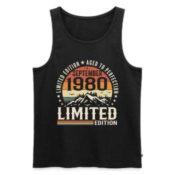 Birthday Gift September 1980, September 1980 - Men's Premium Organic Tank Top - black - Front - Michal (187cm)