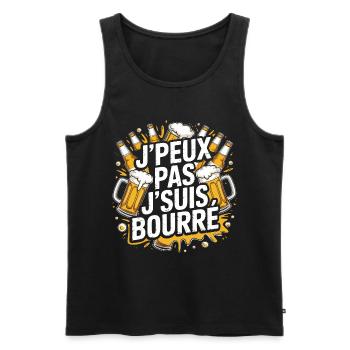 J'Peux Pas J'Suis Bourré Apéro Humour - Débardeur bio Premium Homme - noir - Devant - Michal (187cm)