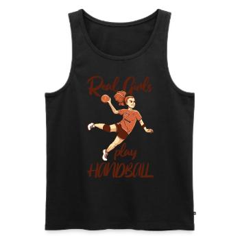 Joueuse de handball Girl Real Girls Play - Débardeur bio Premium Homme - noir - Devant - Michal (187cm)