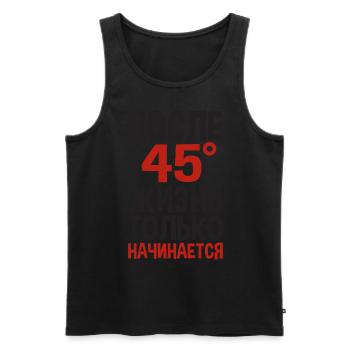 Das Leben beginnt erst nach 45 Spruch auf - Männer Premium Bio Tank Top - Schwarz - Vorne - AI Model Male 178 light (178cm)