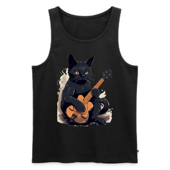 Musician Black Cat Guitarist Bombay Cats - Men's Premium Organic Tank Top - black - Front - Michal (187cm)