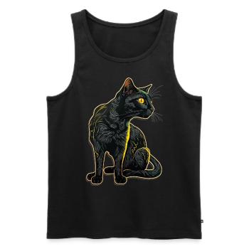 Schwarze Katze Bombay Cat Outfit für - Männer Premium Bio Tank Top - Schwarz - Vorne - Michal (187cm)
