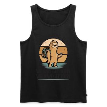 Herzschlag Bergsteiger mit Hund Wanderer Berg - Männer Premium Bio Tank Top - Schwarz - Vorne - Michal (187cm)
