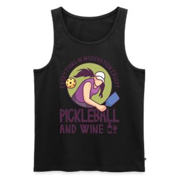 Pickleball and Wine for Pickle Ball, Was That Out - Men's Premium Organic Tank Top - black - Front - AI Model Male 178 light (178cm)
