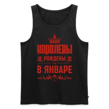 Russe Fille Femme Née En Janvier Russe - Débardeur bio Premium Homme - noir - Devant - Michal (187cm)