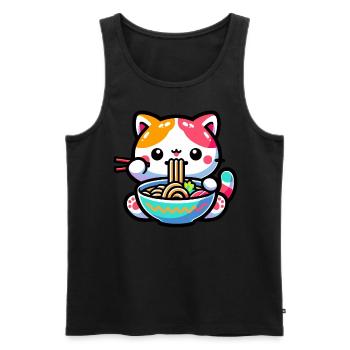 Japanese Anime Manga Cat Ramen für Katzenliebhaber - Männer Premium Bio Tank Top - Schwarz - Vorne - Michal (187cm)