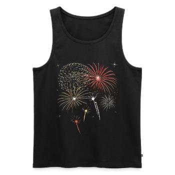 Feu d'artifice Pyro Böller compte à rebours fête du Nouvel An - Débardeur bio Premium Homme - noir - Devant - AI Model Male 178 light (178cm)