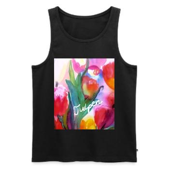 EG Blumen I Tulpen I Aquarell I Gerecke I flowers - Männer Premium Bio Tank Top - Schwarz - Vorne - Michal (187cm)
