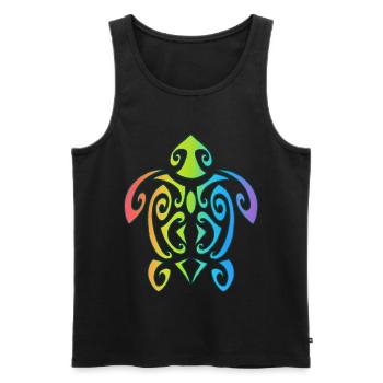 Rainbow Polynesian Turtle - Men's Premium Organic Tank Top - black - Front - AI Model Male 178 light (178cm)