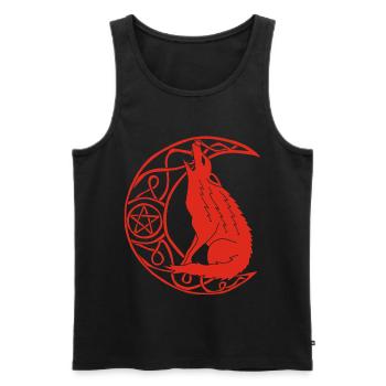 Howling of the Red Wolf - Men's Premium Organic Tank Top - black - Front - AI Model Male 178 light (178cm)