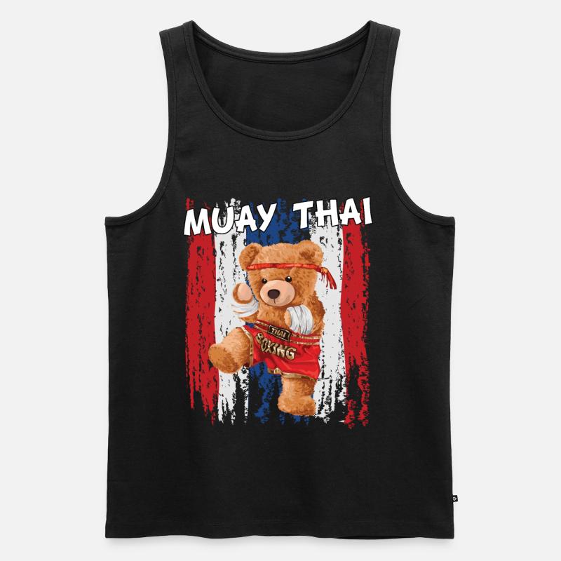 Teddybär Muay Thai Kämpfer - Männer Premium Bio Tank Top - Schwarz