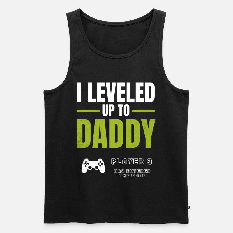 Level Up Daddy – Gamer Väterdesign - Männer Premium Bio Tank Top - Schwarz