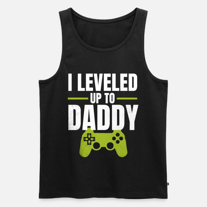 I Leveled Up to Daddy - Männer Premium Bio Tank Top - Schwarz