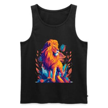 Majestic Lion Polygon - Men's Premium Organic Tank Top - black - Front - AI Model Male 178 light (178cm)