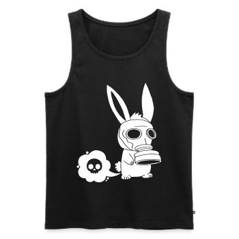Lapin blanc qui pète - Débardeur bio Premium Homme - noir - Devant - AI Model Male 178 light (178cm)