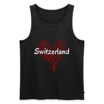 J’aime la Suisse, fière Suisse - Débardeur bio Premium Homme - noir - Devant - Michal (187cm)