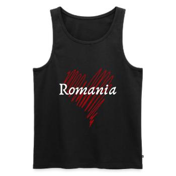 I love Romania, Romanian pride - Men's Premium Organic Tank Top - black - Front - AI Model Male 178 light (178cm)