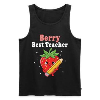 Berry Best Teacher Enseignant du primaire - Débardeur bio Premium Homme - noir - Devant - AI Model Male 178 light (178cm)
