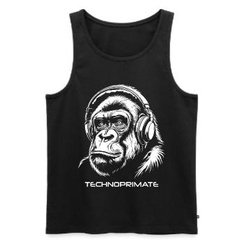 Techno Primate Casque Ape Art #3 Blanc - Débardeur bio Premium Homme - noir - Devant - Michal (187cm)