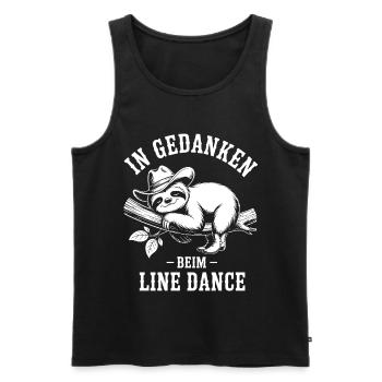 Sloth dreams of line dancing - Men's Premium Organic Tank Top - black - Front - AI Model Male 178 light (178cm)