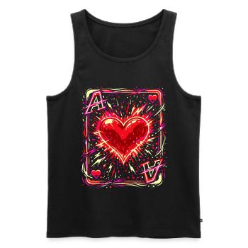 Herz Ass Spielkarte Kostüm Karneval Poker Lustig - Männer Premium Bio Tank Top - Schwarz - Vorne - AI Model Male 178 light (178cm)