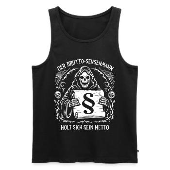 The Gross Grim Reaper. Taxes Humor - Men's Premium Organic Tank Top - black - Front - AI Model Male 178 light (178cm)