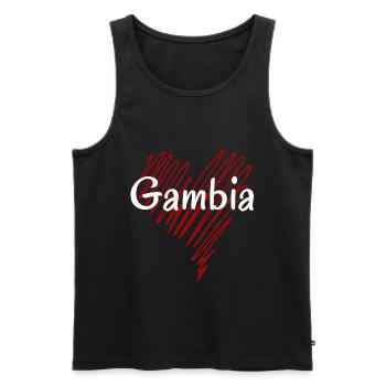 J’aime la Gambie, c’est le cœur de la Gambie - Débardeur bio Premium Homme - noir - Devant - Michal (187cm)
