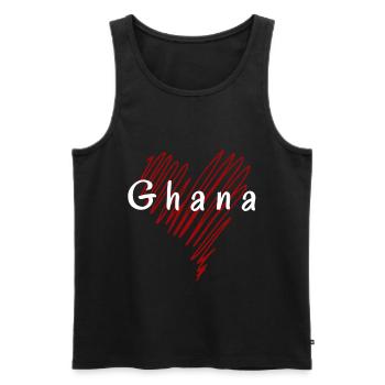 J’aime le Ghana, le cœur du Ghana - Débardeur bio Premium Homme - noir - Devant - Michal (187cm)
