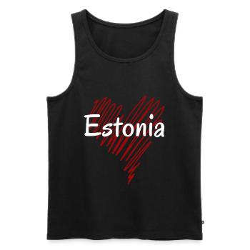 I love Estonia, heart Estonia - Men's Premium Organic Tank Top - black - Front - AI Model Male 178 light (178cm)