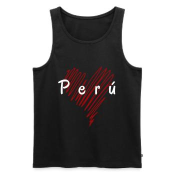 Ich liebe Peru, Herz Peru - Männer Premium Bio Tank Top - Schwarz - Vorne - AI Model Male 178 light (178cm)