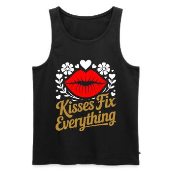Kisses heal everything - Men's Premium Organic Tank Top - black - Front - AI Model Male 178 light (178cm)