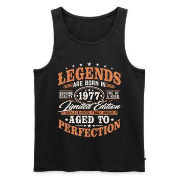 1977 Jahrgang geboren Legenden Vintage Geburtstag - Männer Premium Bio Tank Top - Schwarz - Vorne - Michal (187cm)