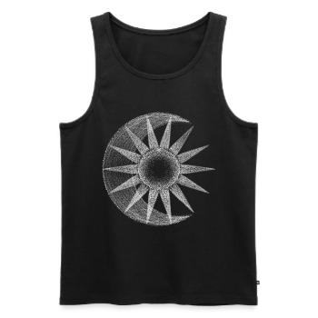 Sonne Mond weiß - Männer Premium Bio Tank Top - Schwarz - Vorne - Michal (187cm)