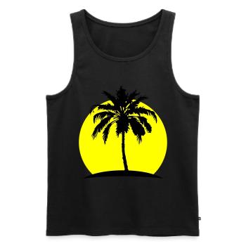 Palme Silhouette Symbol - Männer Premium Bio Tank Top - Schwarz - Vorne - Michal (187cm)