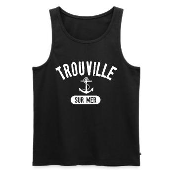 Trouville sur mer - Débardeur bio Premium Homme - noir - Devant - Michal (187cm)