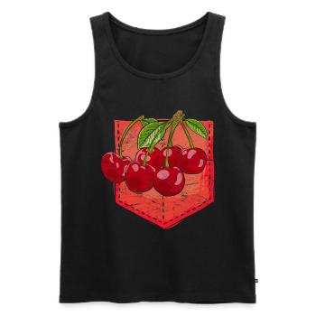 Cherry Lover Fruit Cadeau Chest Bag Cerise - Débardeur bio Premium Homme - noir - Devant - Michal (187cm)