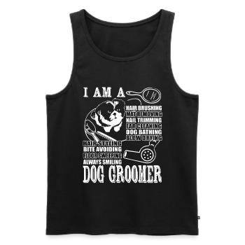 Dog Groomer's Promise - Men's Premium Organic Tank Top - black - Front - AI Model Male 178 light (178cm)