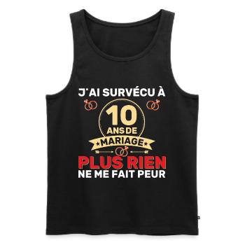 10 Ans De Mariage Noces De Coton Cadeau Mari 10eme - Débardeur bio Premium Homme - noir - Devant - AI Model Male 178 light (178cm)
