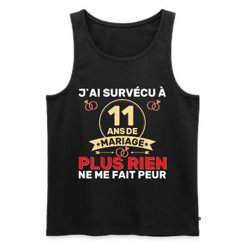 11 Ans De Mariage Noces De Coton Cadeau Mari 11eme - Débardeur bio Premium Homme - noir - Devant - AI Model Male 178 light (178cm)