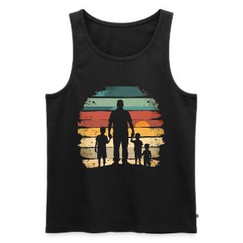 Father with 3 children Father's Day Vintage - Men's Premium Organic Tank Top - black - Front - Michal (187cm)