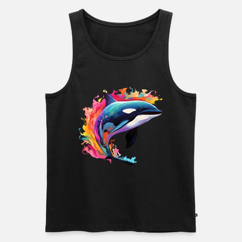 Bunter Schwertwal Orca - Männer Premium Bio Tank Top - Schwarz