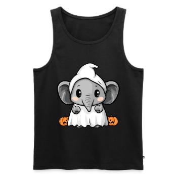 Éléphant Halloween Bande dessinée Fantôme - Débardeur bio Premium Homme - noir - Devant - Michal (187cm)