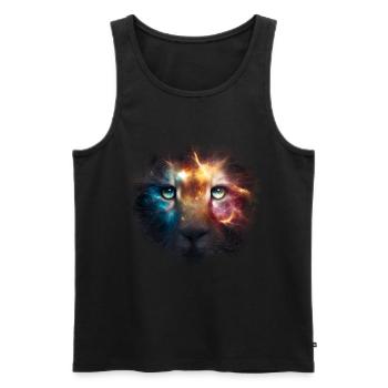 Léo Espace Animaux Cadeau Art Animal Motif - Débardeur bio Premium Homme - noir - Devant - Michal (187cm)