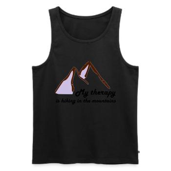 My therapy is hiking in the mountains gift - Men's Premium Organic Tank Top - black - Front - Michal (187cm)