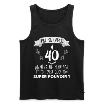40 ans de mariage Cadeau Humour homme - Débardeur bio Premium Homme - noir - Devant - Michal (187cm)