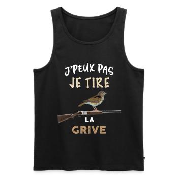 Chasse tirer la grive humour chasse - Débardeur bio Premium Homme - noir - Devant - Michal (187cm)