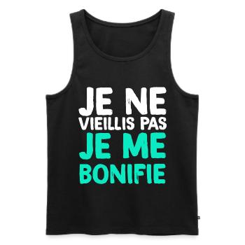 Je Ne Vieillis Pas Je Me Bonifie Humour Retraite - Débardeur bio Premium Homme - noir - Devant - Michal (187cm)