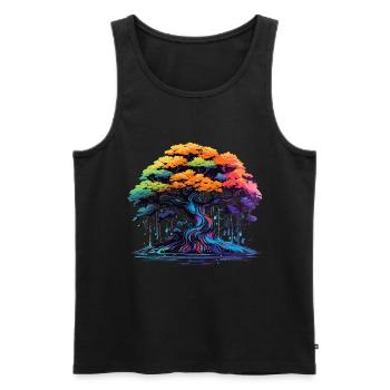 Bunter Bonsai Baum - Männer Premium Bio Tank Top - Schwarz - Vorne - AI Model Male 178 light (178cm)