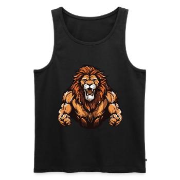Löwe Gym Fitness Martial Arts MMA - Männer Premium Bio Tank Top - Schwarz - Vorne - Michal (187cm)